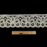 White Leaf-Like Loops Corded Lace Trim - 3.25"