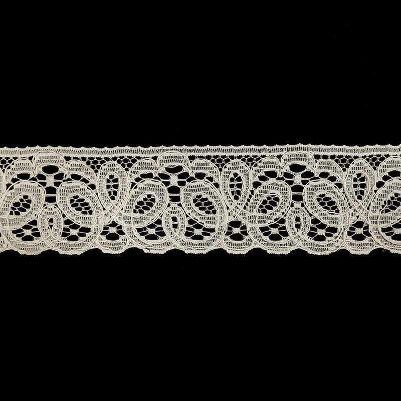 White Leaf-Like Loops Corded Lace Trim - 3.25"