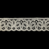 White Leaf-Like Loops Corded Lace Trim - 3.25"