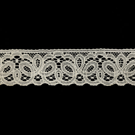 White Leaf-Like Loops Corded Lace Trim - 3.25"