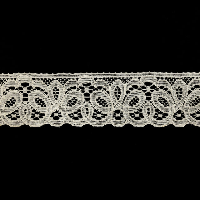 White Leaf-Like Loops Corded Lace Trim - 3.25"
