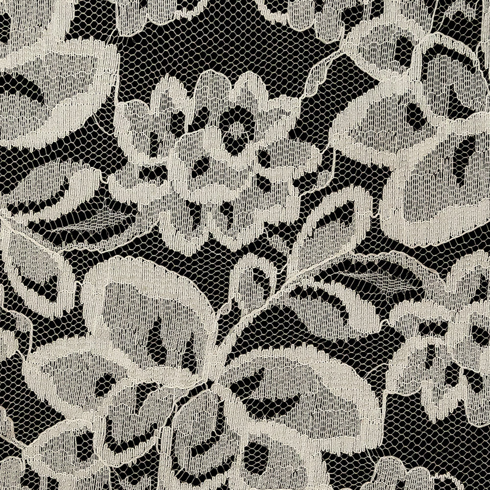 White Floral Lace Trim with Finished Edges - 5.5"