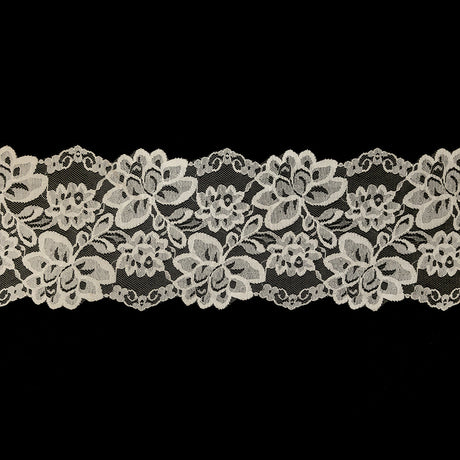 White Floral Lace Trim with Finished Edges - 5.5"