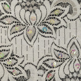White and Iridescent Beaded and Sequined Floral Stretch Lace Trim - 6"