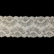 White and Iridescent Beaded and Sequined Floral Stretch Lace Trim - 6"