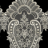 White Paisley and Floral Oversized Embroidered Organza Lace Trim - 14"