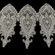 White Paisley and Floral Oversized Embroidered Organza Lace Trim - 14"