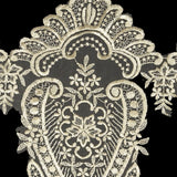 Ivory Paisley and Floral Oversized Embroidered Organza Lace Trim - 14"