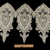Ivory Paisley and Floral Oversized Embroidered Organza Lace Trim - 14"