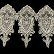 Ivory Paisley and Floral Oversized Embroidered Organza Lace Trim - 14"