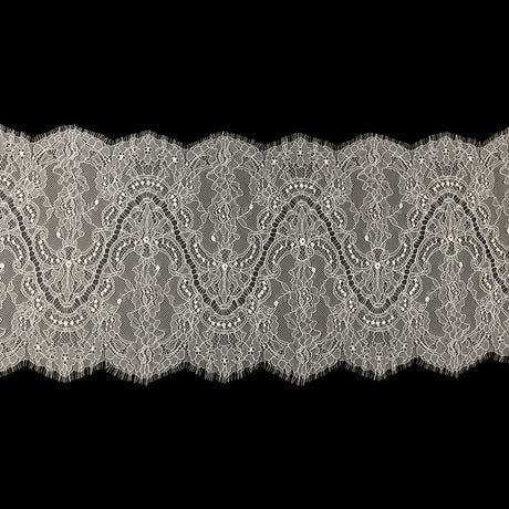 White Alyssum Floral and Paisley Chantilly Lace Trim - 12" x 3yd