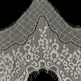 White Alyssum Floral Zig Zag Chantilly Lace Trim with Eyelash Fringe - 8.5" x 3yd