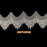 White Alyssum Floral Zig Zag Chantilly Lace Trim with Eyelash Fringe - 8.5" x 3yd