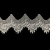 White Alyssum Floral Zig Zag Chantilly Lace Trim with Eyelash Fringe - 8.5" x 3yd