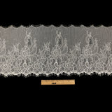 Blanc de Blanc Floral Chantilly Lace Trim with Eyelash Fringe - 10" x 3yd