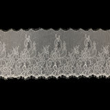 Blanc de Blanc Floral Chantilly Lace Trim with Eyelash Fringe - 10" x 3yd