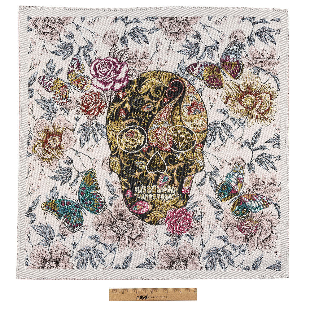 French Blanc Skull in Love Oversized Square Patch - 18.875"