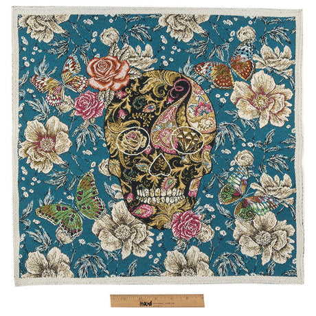 French Bleu Skull in Love Oversized Square Patch - 18.875"