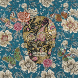 French Bleu Skull in Love Oversized Square Patch - 18.875"