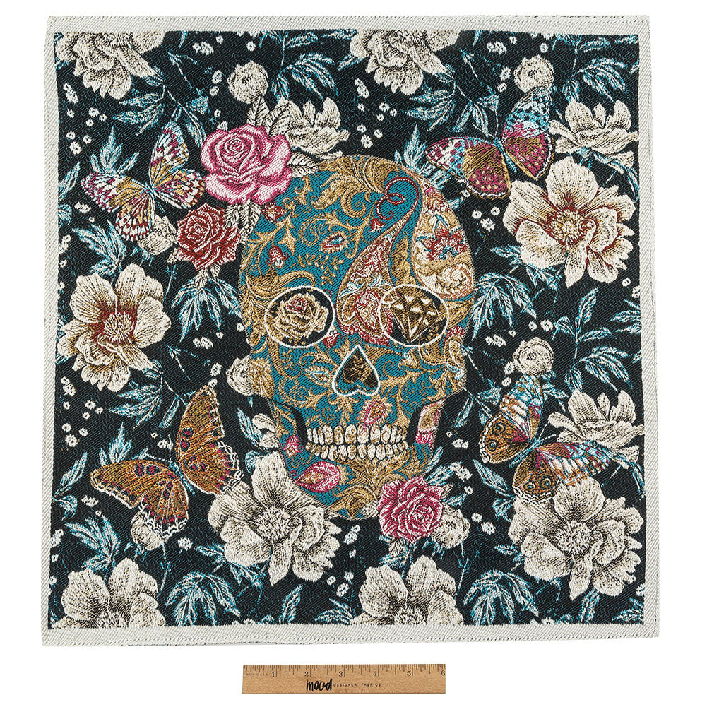 French Noir Skull in Love Oversized Square Patch - 18.875"