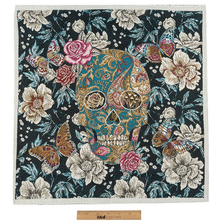 French Noir Skull in Love Oversized Square Patch - 18.875"