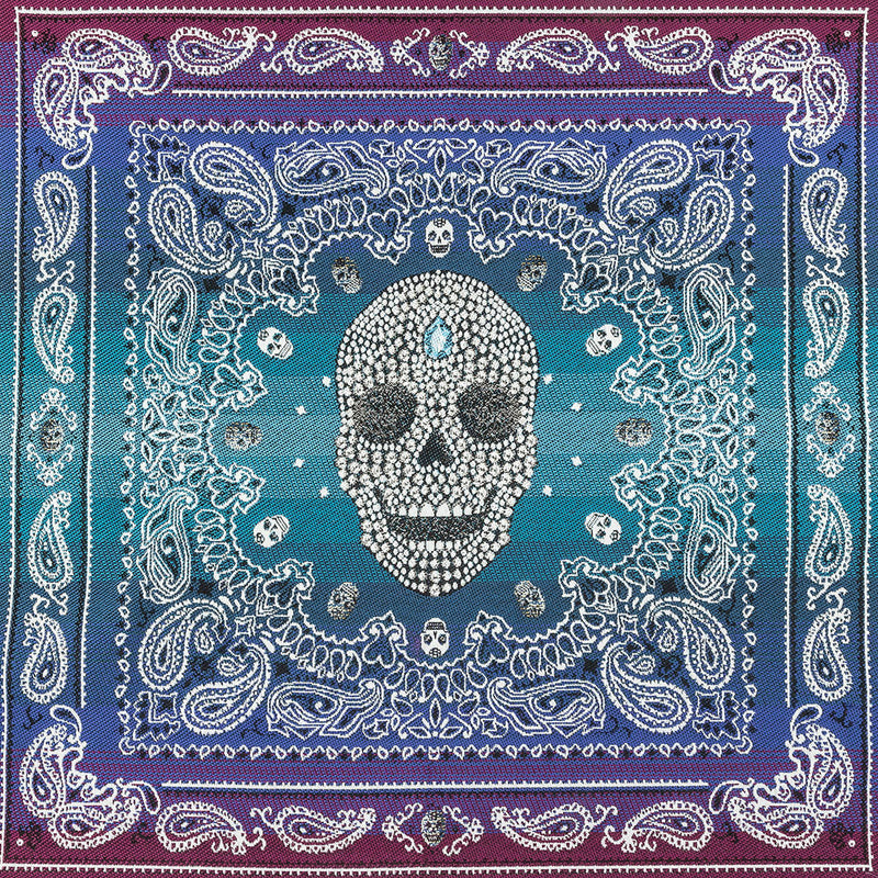French Bleu Multi Diamonds and Bandanas Oversized Square Patch - 18.875"