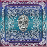 French Bleu Multi Diamonds and Bandanas Oversized Square Patch - 18.875"
