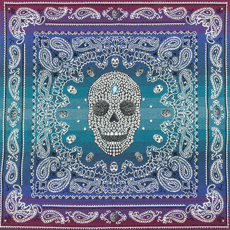 French Bleu Multi Diamonds and Bandanas Oversized Square Patch - 18.875"