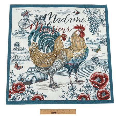 French Bleu Madame and Monsieur Oversized Square Patch - 18.875"