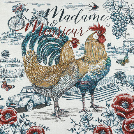 French Bleu Madame and Monsieur Oversized Square Patch - 18.875"