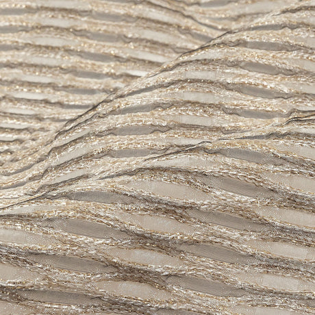 Metallic Gold and Beige Raised Lattice Sheer Organza Luxury Brocade