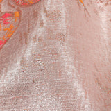 Neon Pink, Neon Orange and Metallic Silver Roses Luxury Brocade