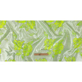 Neon Green, Neon Yellow and Metallic Silver Roses Luxury Brocade