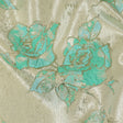 Bright Antigua Sand, Mint and Metallic Silver Roses Luxury Brocade