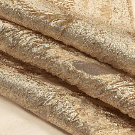 Metallic Gold and Beige Marbled Veins Luxury Burnout Brocade Panel