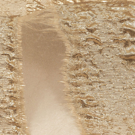 Metallic Gold and Beige Marbled Veins Luxury Burnout Brocade Panel