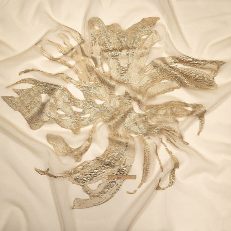 Metallic Gold and Beige Marbled Veins Luxury Burnout Brocade Panel
