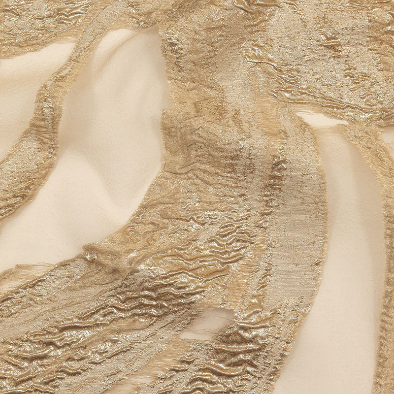 Metallic Gold and Beige Marbled Veins Luxury Burnout Brocade Panel