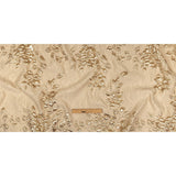 Metallic Gold and Beige Roses and Leaves Luxury Brocade