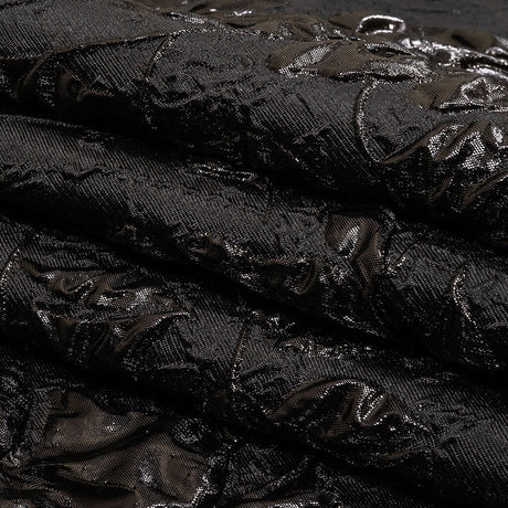 Metallic Black Roses and Leaves Luxury Brocade