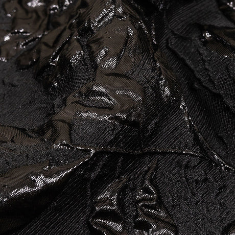 Metallic Black Roses and Leaves Luxury Brocade