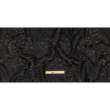 Metallic Black Roses and Leaves Luxury Brocade
