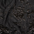Metallic Black Roses and Leaves Luxury Brocade