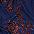 Metallic Aubergine and Blue Depths Roses and Leaves Luxury Brocade