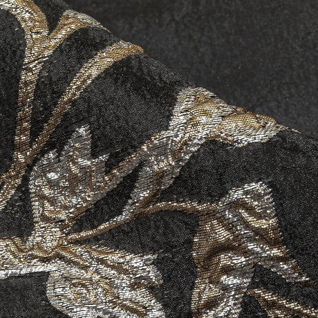 Metallic Silver, Gold and Black Floral Luxury Burnout Brocade