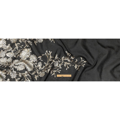 Metallic Silver, Gold and Black Floral Luxury Burnout Brocade