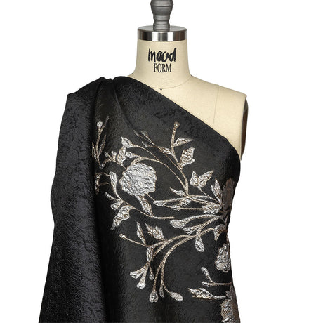 Metallic Silver, Gold and Black Floral Luxury Burnout Brocade