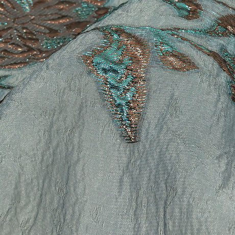 Metallic Copper and Blue Floral Luxury Burnout Brocade