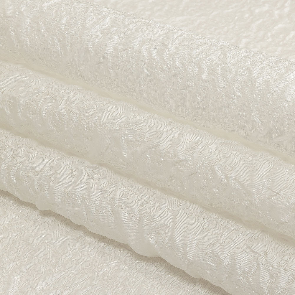 Metallic White Crinkled Luxury Brocade