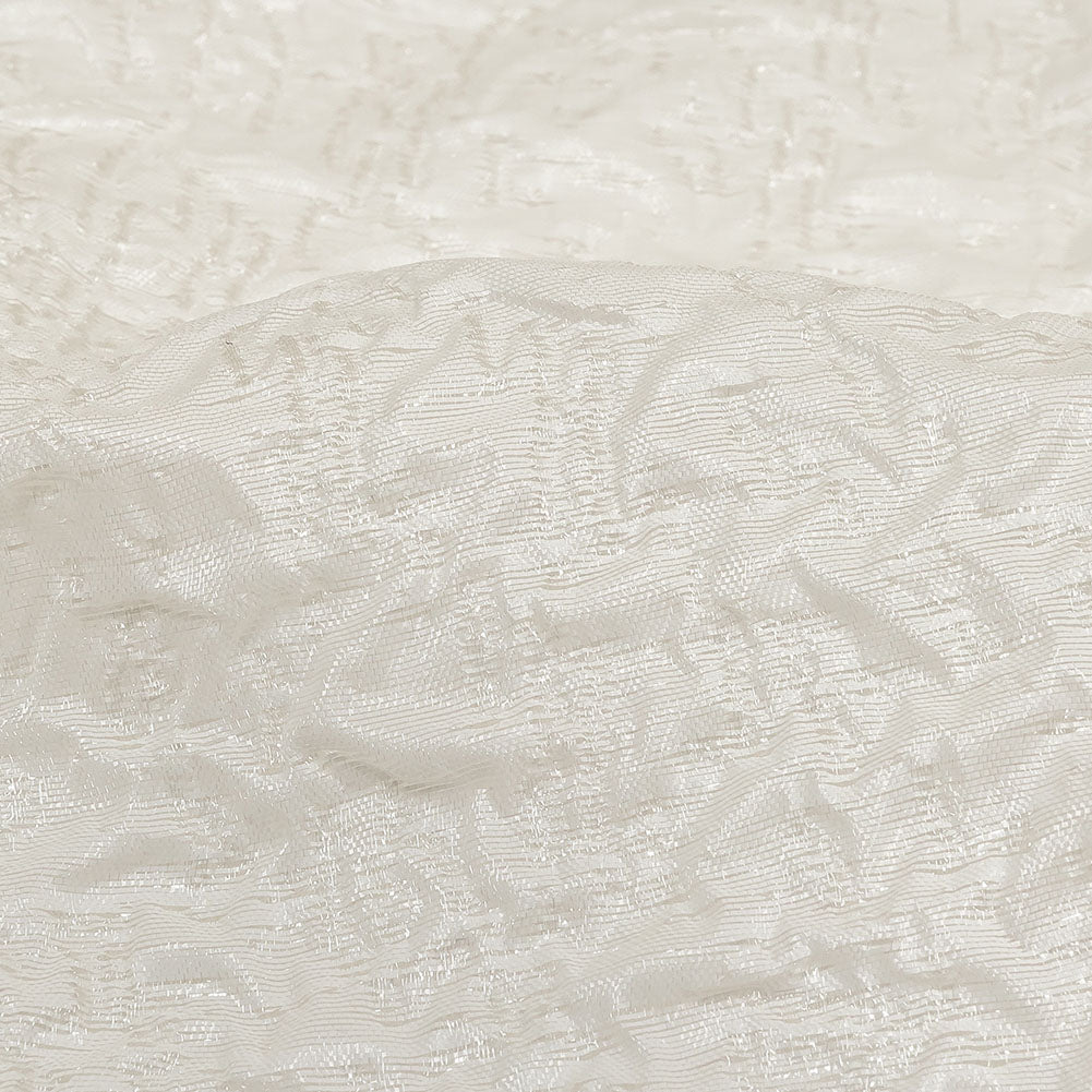 Metallic White Crinkled Luxury Brocade
